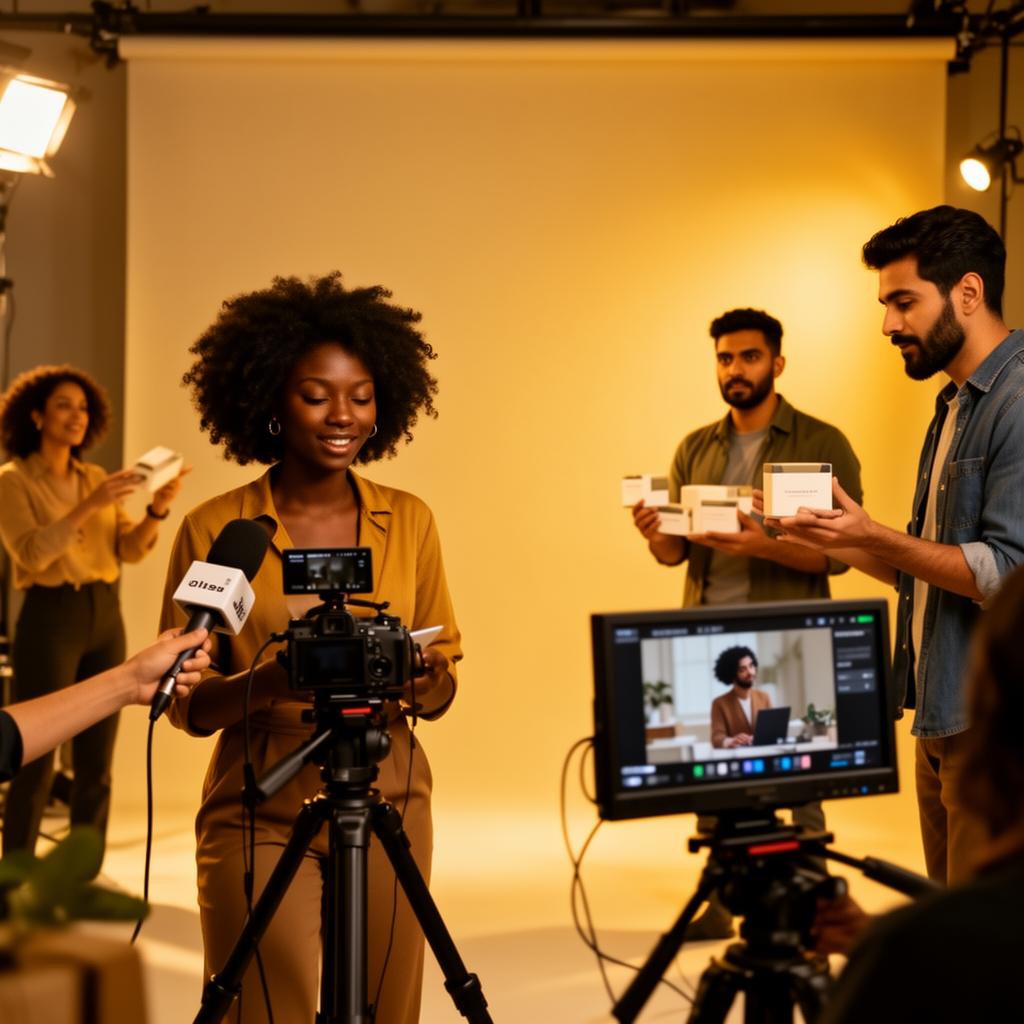 Entrepreneur being filmed for branded business content
